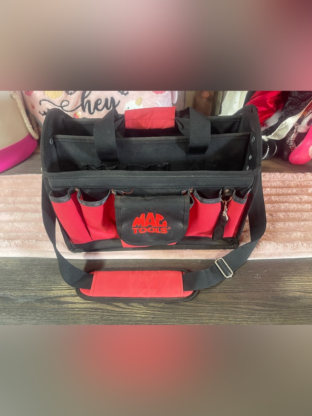 MAC Tools Red & Black Open-Top Duffel Tool Bag with Shoulder Strap